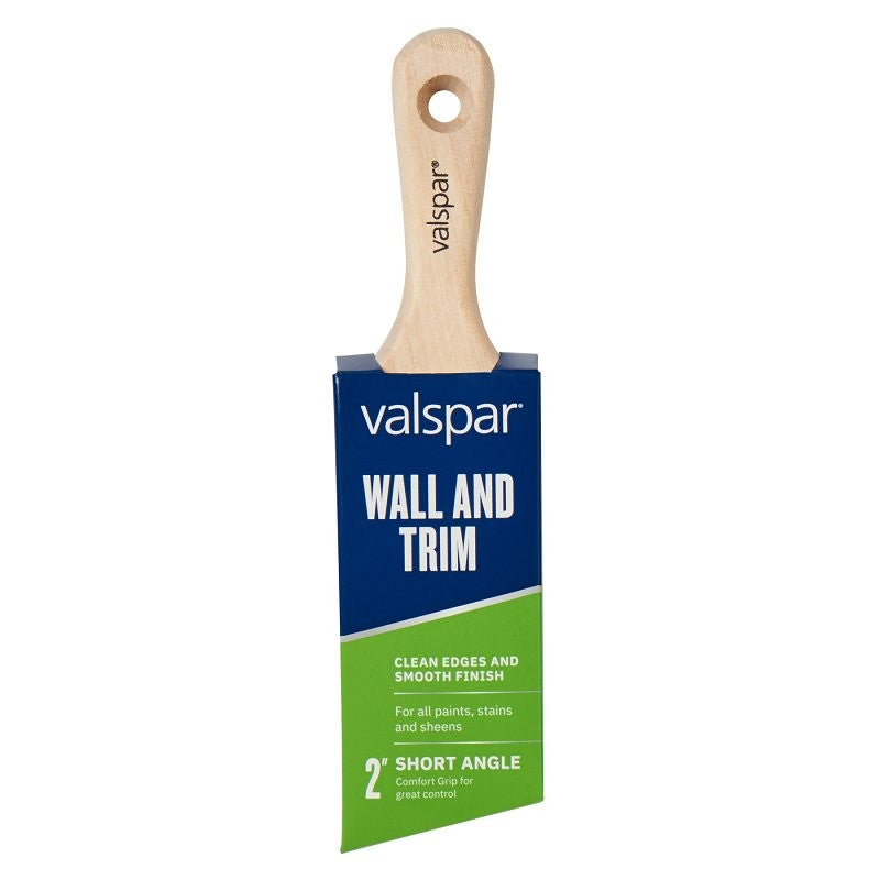Valspar Wall and Trim Series 882566350 Sash Brush, Wood Handle, 2 in W, Angle Brush, Polyester Bristle, 1/PK