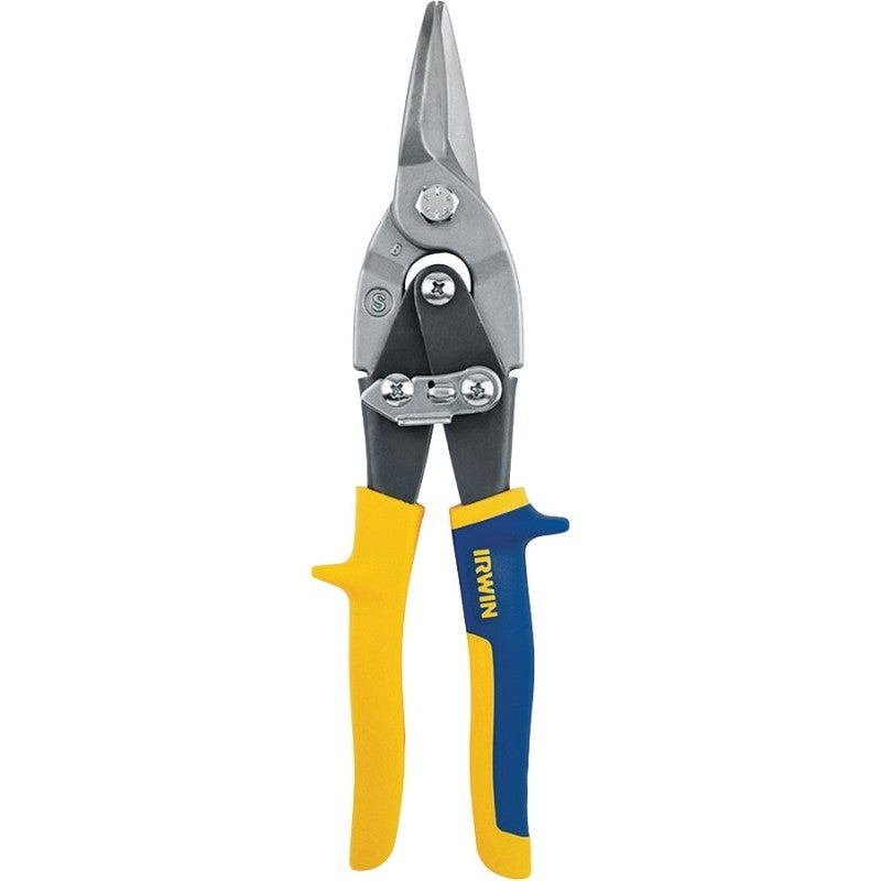 Irwin 2073113 Aviation Snip, 10 in OAL, 1-5/16 in L Cut, Curved, Straight Cut, Steel Blade, Double-Dipped Handle
