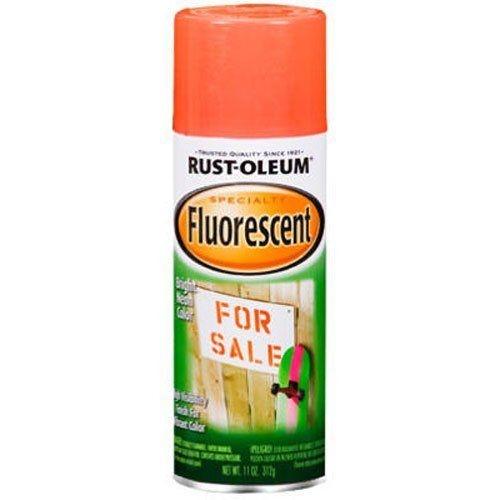 Rust-Oleum 1955830 Fluorescent Spray Paint, Flat/Matte, Fluorescent Red/Orange, 11 oz, Can