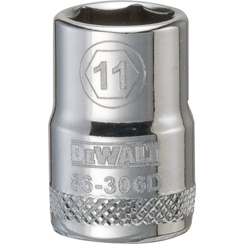 DEWALT DWMT86306OSP Hand Socket, 11 mm Socket, 3/8 in Drive, 6-Point, Vanadium Steel, Polished Chrome