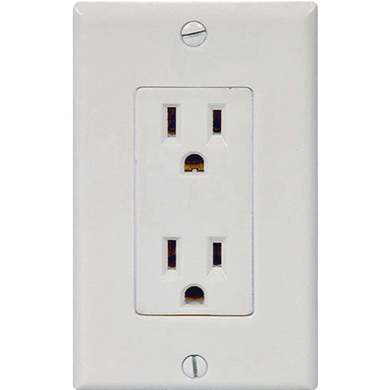 Eaton Wiring Devices C1507W Duplex Receptacle, White, 2-Pole, 15 A, 125 V, Push-in, Side Wiring, NEMA: 5-15R
