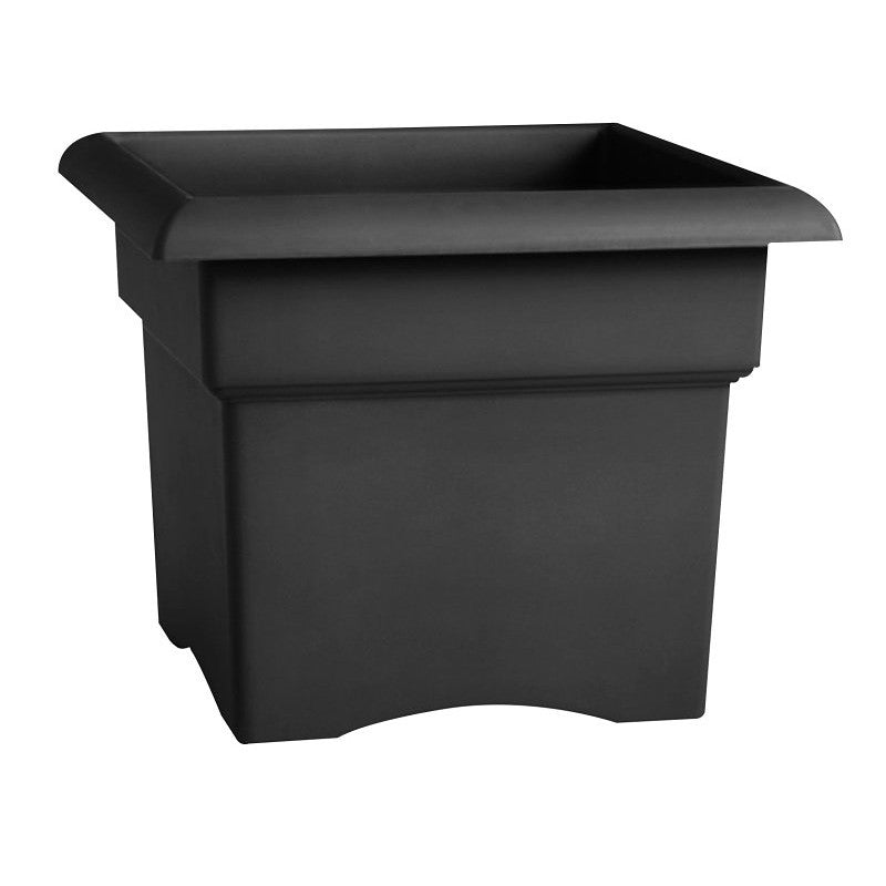 Bloem 57918 Deck Box Planter, 14-1/4 in H, 18 in W, 18 in D, Square, Veranda Design, Plastic, Black