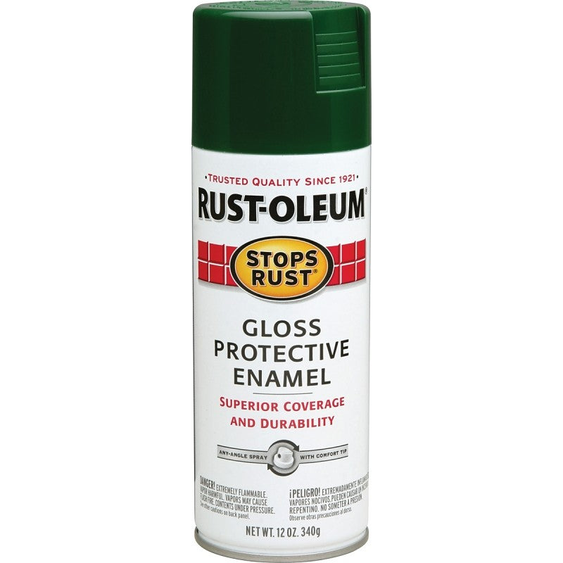 Rust-Oleum 7738830 Rust Preventative Spray Paint, Gloss, Hunter Green, 12 oz, Can