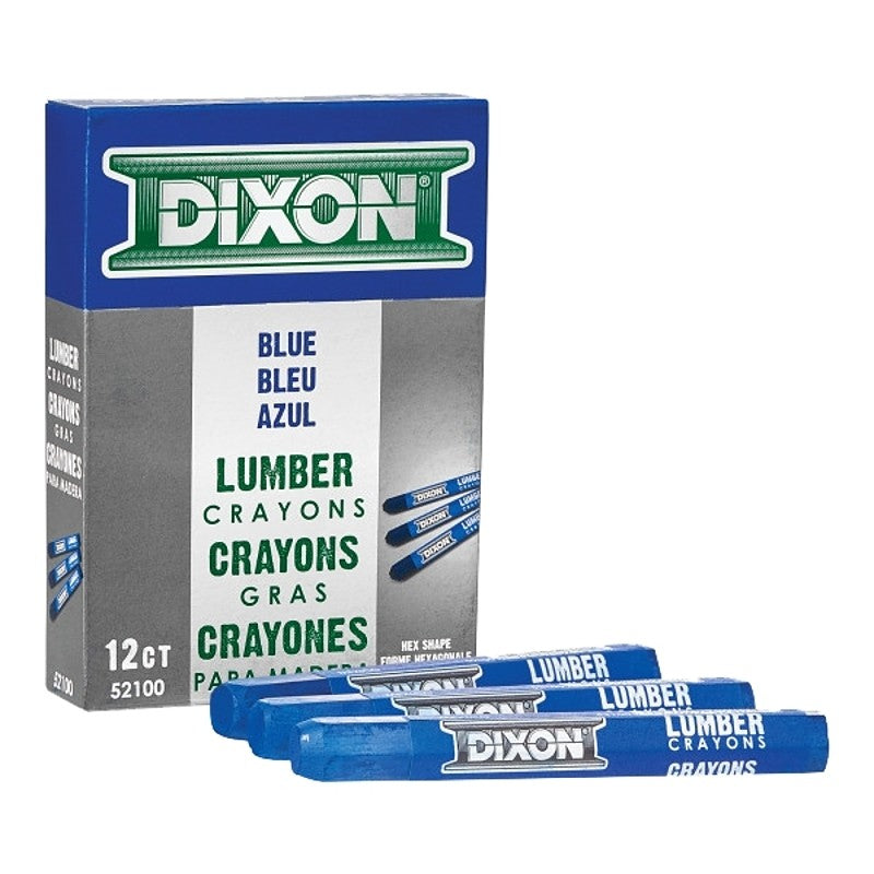 Dixon Ticonderoga 52100 Lumber Crayon, Blue, 4-1/2 in L, 1/2 in Dia (Pack of 12)