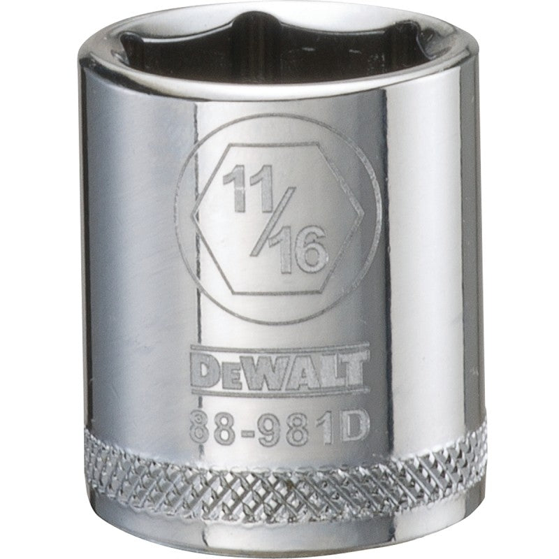 DEWALT DWMT88981OSP Hand Socket, 11/16 in Socket, 3/8 in Drive, 6-Point, Vanadium Steel, Polished Chrome