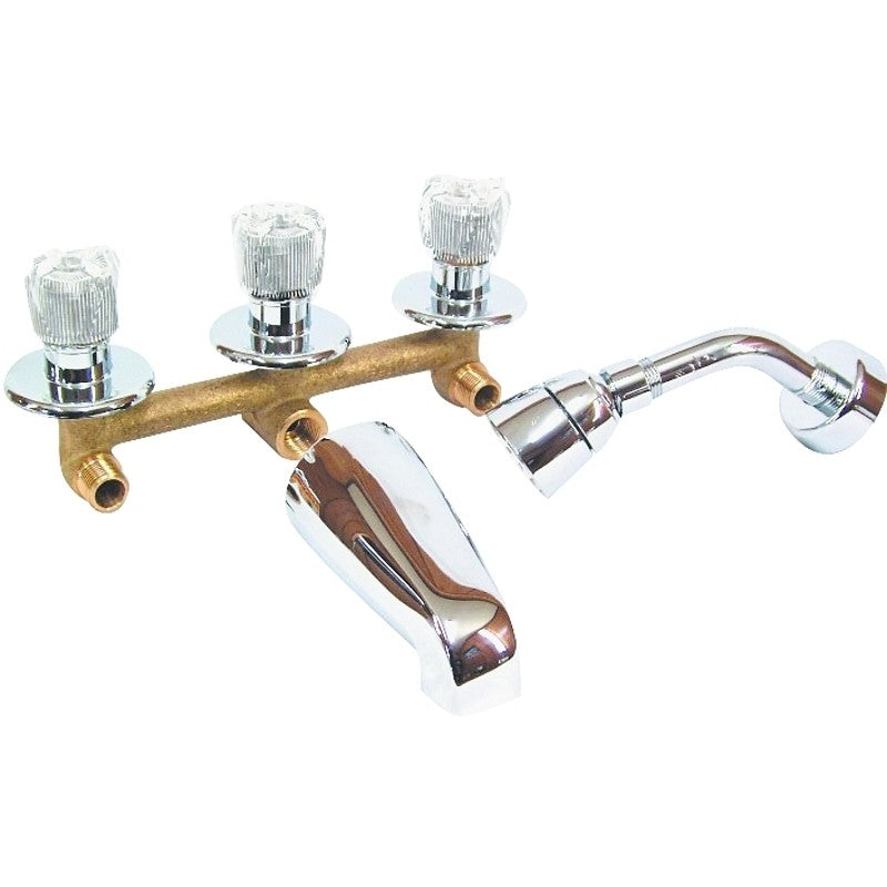 US Hardware P-001N Tub and Shower Diverter, 3-Handle, Brass, Chrome