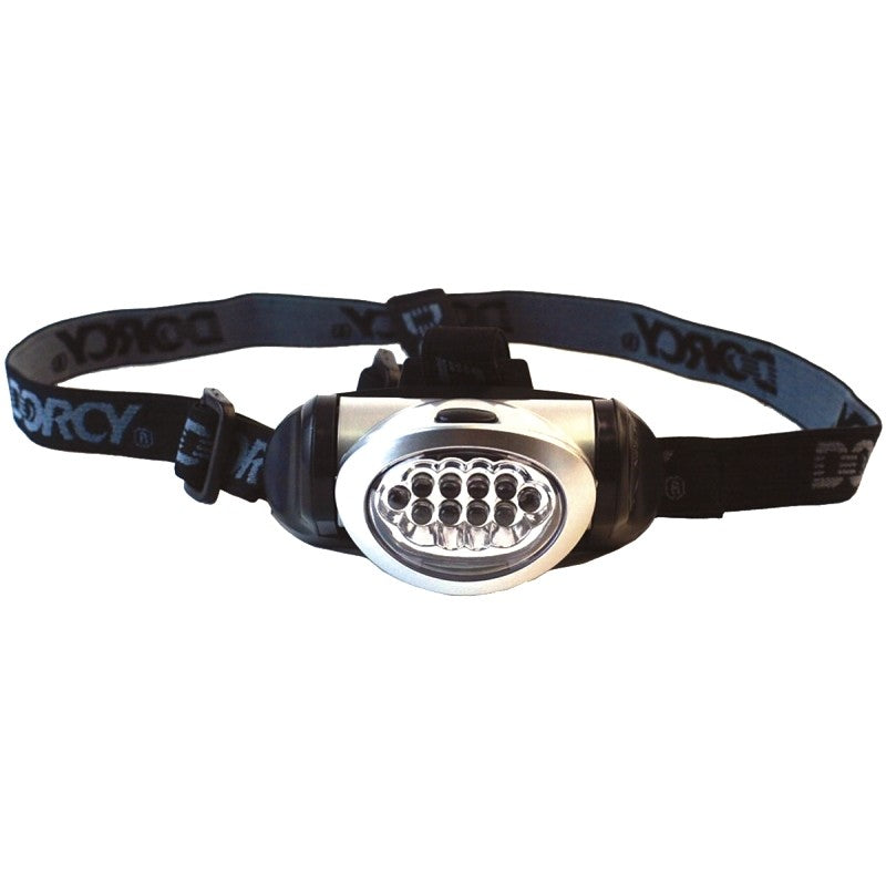 Dorcy 41-2095 Headlight, AAA Battery, LED Lamp, 32 Lumens, 15 m Beam Distance, 8 hr Run Time, Silver