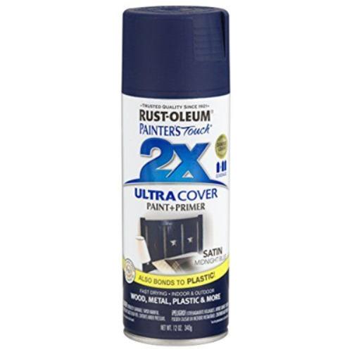 Rust-Oleum Painter's Touch 2X Ultra Cover 334091 Spray Paint, Satin, Midnight Blue, 12 oz, Aerosol Can