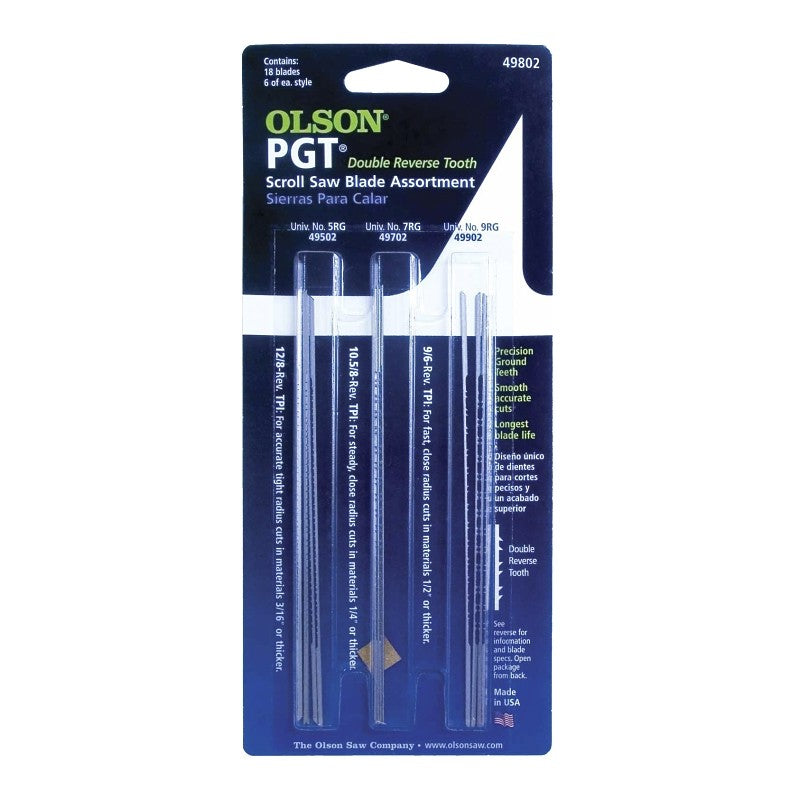 Olson PGT PG49802 Scroll Saw Blade, Precision Ground Teeth, 18 TPI, 5 in L