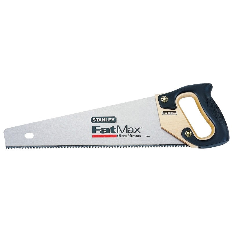 STANLEY 20-045 Handsaw, 15 in L Blade, 8 TPI, Carbon Steel Blade, Ergonomic Handle, Rubber/Wood Handle