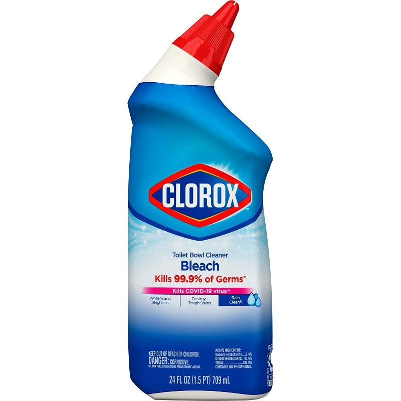 Clorox 938 Toilet Bowl Cleaner with Bleach, 24 oz, Liquid, Bleach, Crisp, Floral, Clear/Pale Green