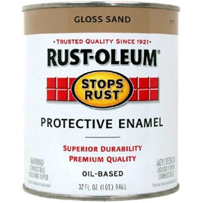 RUST-OLEUM STOPS RUST 7771502 Protective Enamel, Gloss, Sand, 1 qt Can