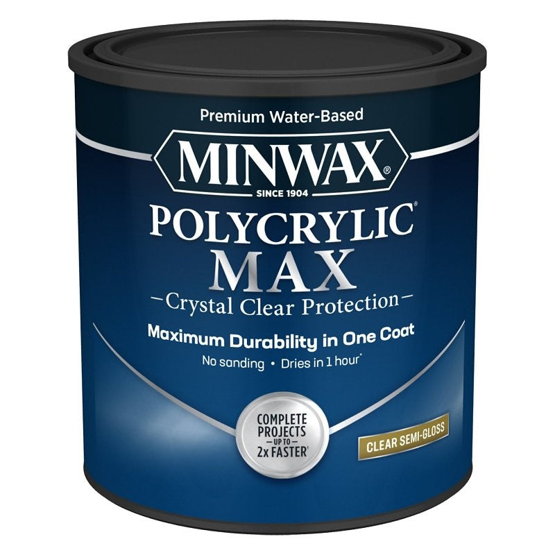 Minwax Polycrylic 622225555 Interior Wood Stain, Semi-Gloss, Clear, Liquid, 1 qt