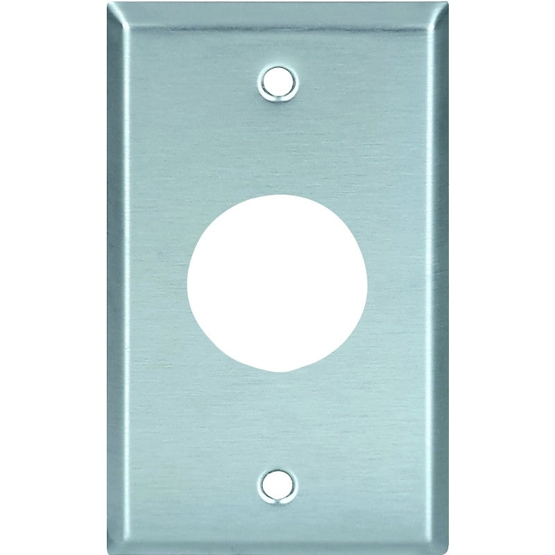 Eaton Wiring Devices 93091-BOX Single Receptacle Wallplate, 4-1/2 in L, 2-3/4 in W, 1 -Gang, 302/304 Stainless Steel