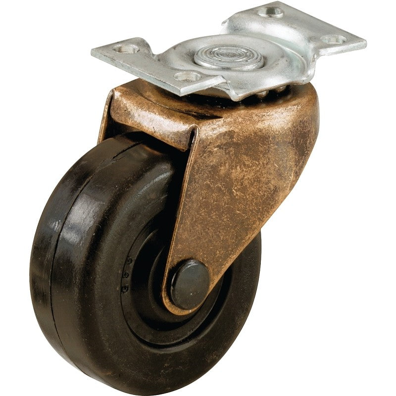 Shepherd Hardware 9346 Swivel Caster, 1-1/8 x 2 in Plate, 2 in L x 4.6 in W x 6.6 in H Dimensions, 2 in Dia Wheel, Black