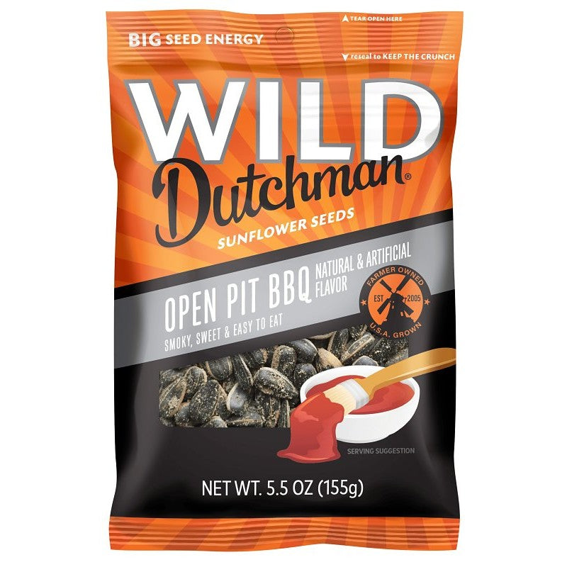 WILD Dutchman 519 Sunflower Seeds, Open Pit BBQ, 5.5 oz Bag (Pack of 12)