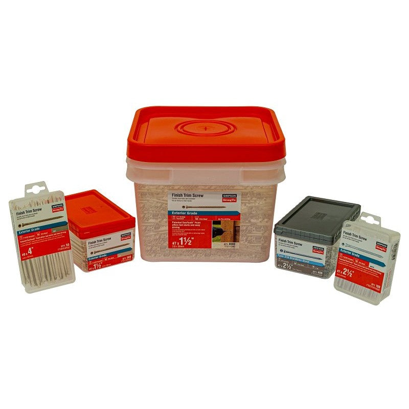 Simpson Strong-Tie FT07212R100W Screw, #7 Thread, 1-1/2 in L, Serrated Thread, Trim Head, 6-Lobe Drive, Saw Tooth Point