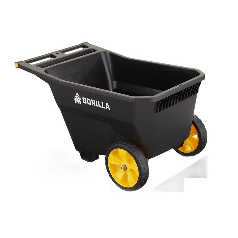 Gorilla Carts GCY-100-C Yard Cart, 10 cu-ft, Poly Deck, 2-Wheel, 13 in Wheel, Molded Flat-Free Wheel, Pull, Push Handle