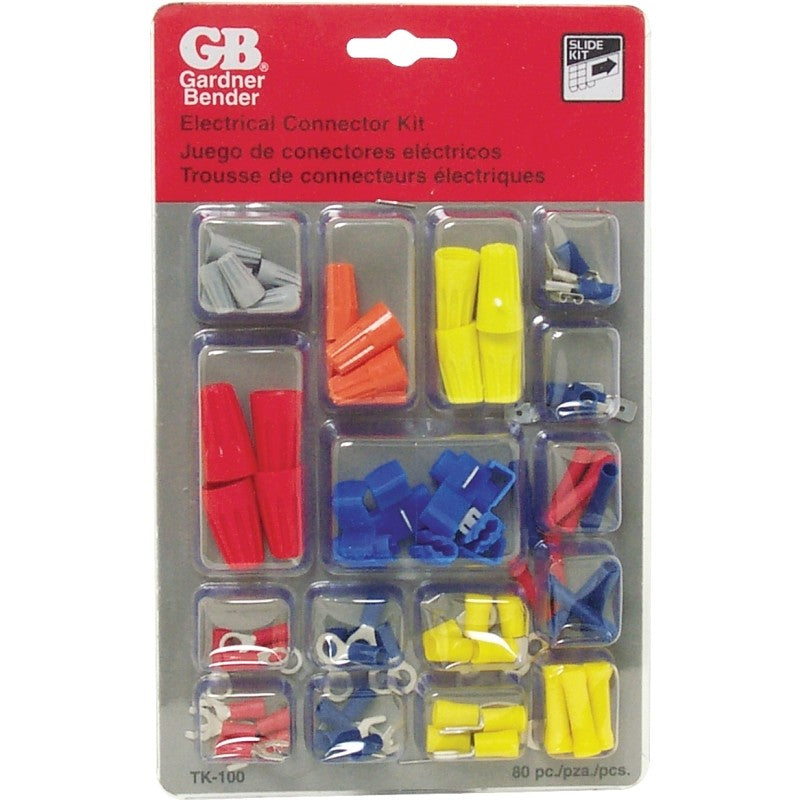 Gardner Bender TK-100 Wire Connector Kit, Solderless, Assorted, For: 22 to 10 AWG Wire, 80 -Piece