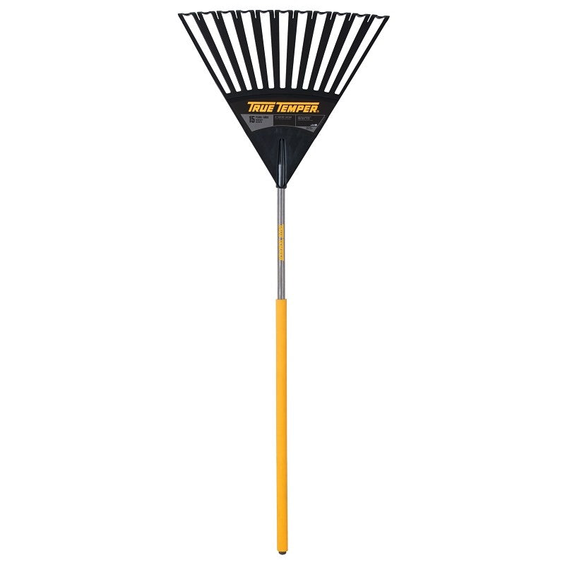 True Temper 2914912 Leaf Rake, Poly Tine, 15-Tine, Hardwood Handle, 48 in L Handle