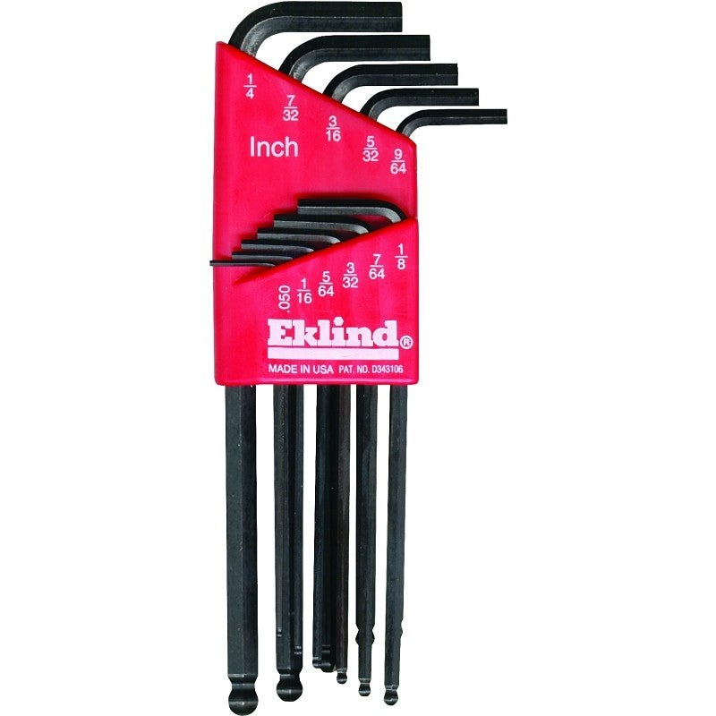 Eklind 13211 Hex Key Set, Includes: 0.05 to 1/4 in Keys, 11-Piece, Steel, Black