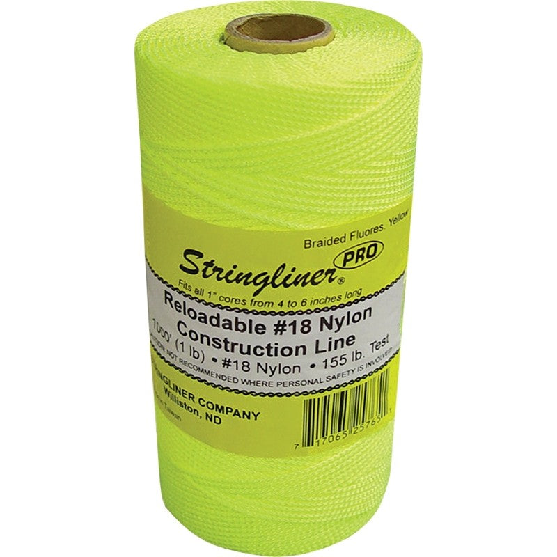 Stringliner Pro Series 35765 Construction Line, #18 Dia, 1000 ft L, 165 lb Working Load, Nylon, Fluorescent Yellow