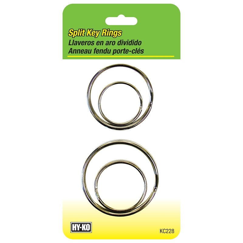 Hy-Ko KC228 Key Ring, Split Ring, 1, 1-1/2, 1-1/4, 3/4 in Ring (Pack of 5)