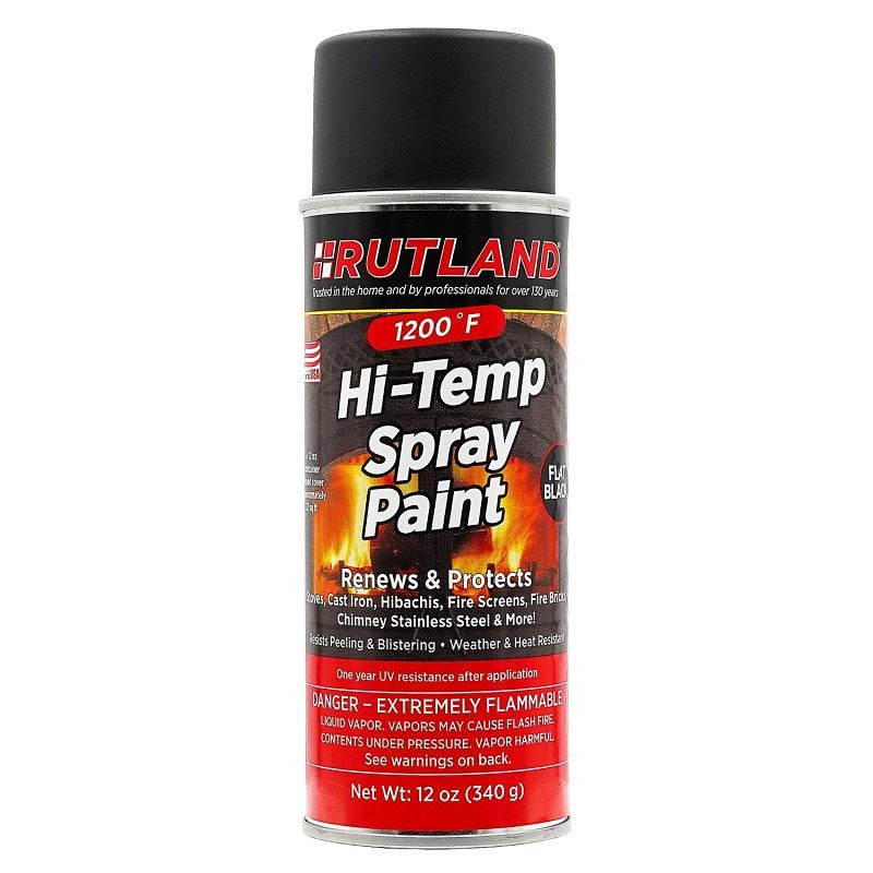 Rutland 80 High Heat Spray Paint, Flat, Black, 12 oz, Can (Pack of 12)