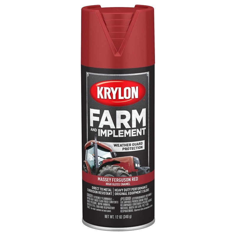 Krylon K01939000 Farm Equipment Spray, High-Gloss, Massey Ferguson Red, 12 oz (Pack of 6)