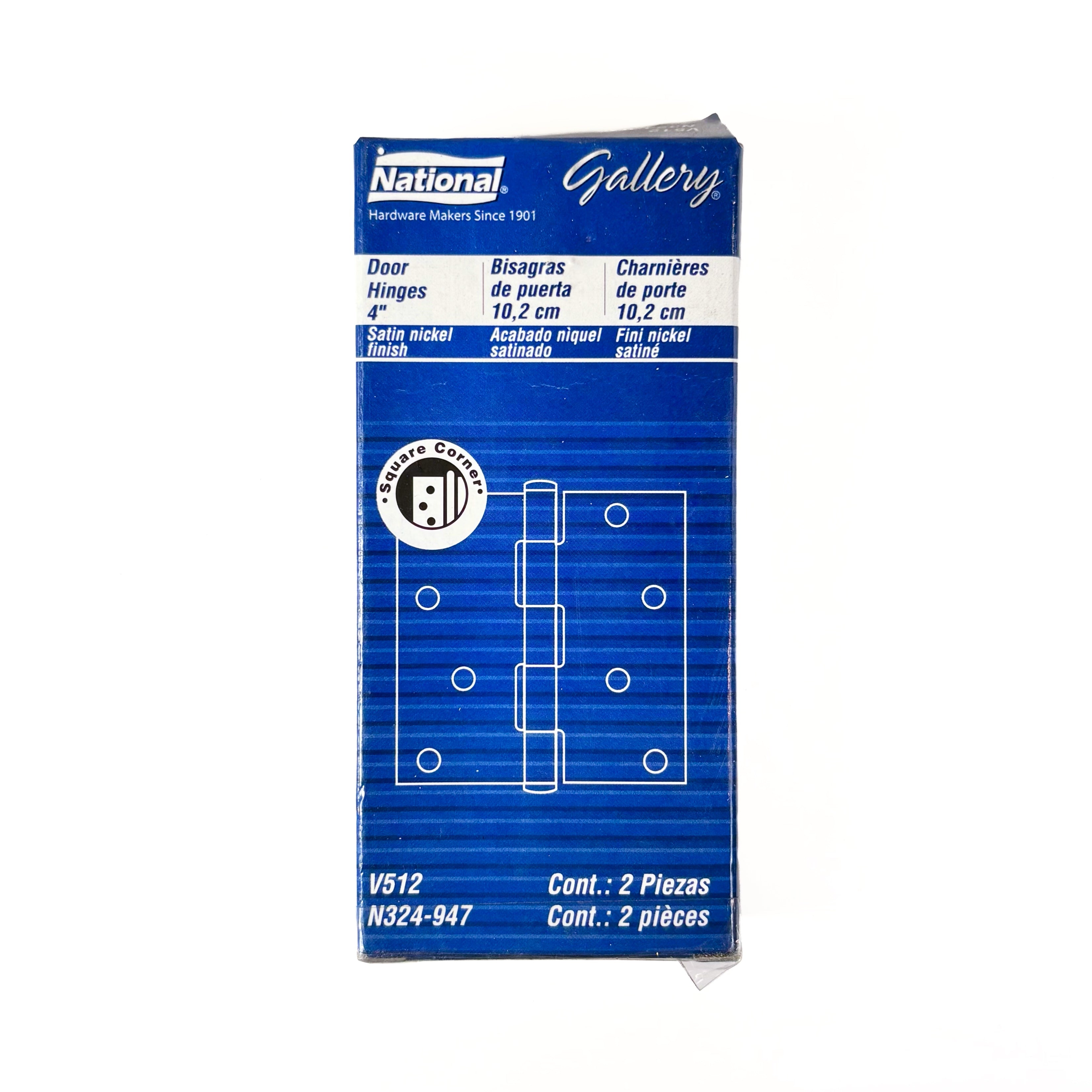 Door Hinges 4 Inch Square Corner Satin Nickel 2 Pack