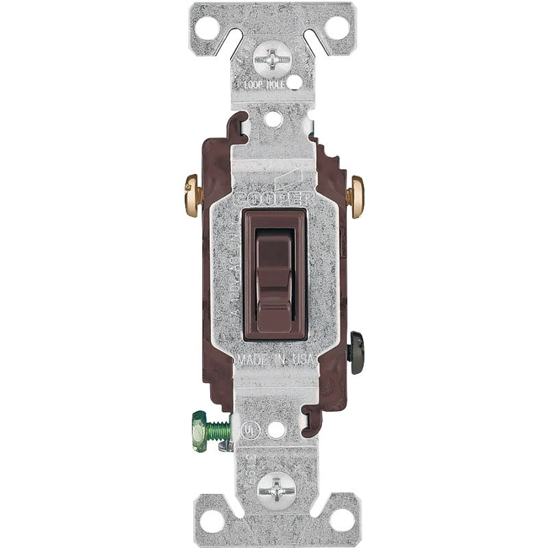 Eaton Wiring Devices 1303-7B Series Toggle Switch, Brown, 1 Poles, 15 A, 120 V, Polycarbonate Housing Material (Pack of 10)
