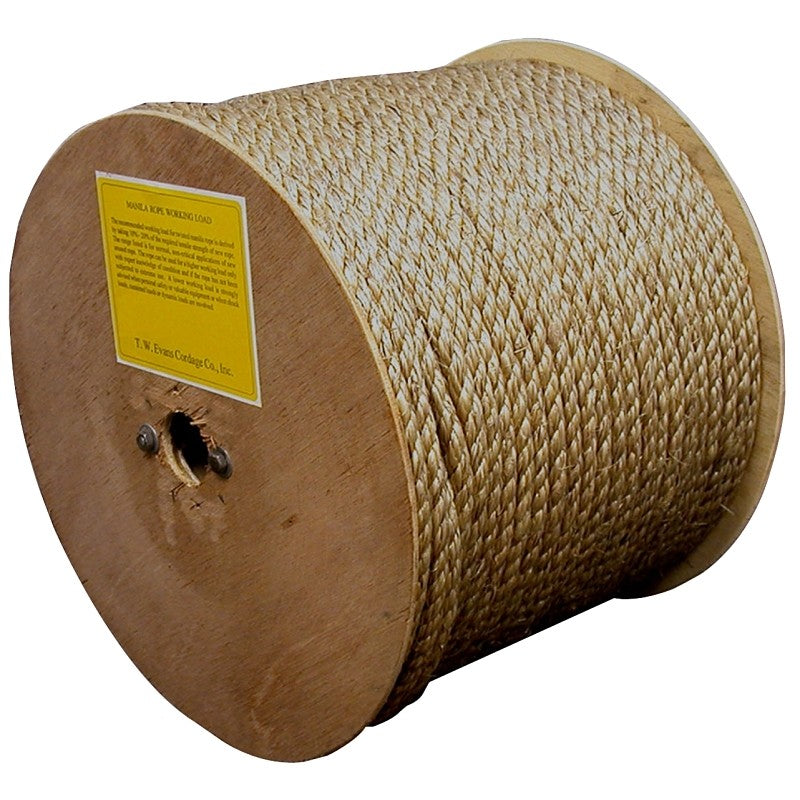 T.W. Evans Cordage 25-001A Rope, Twisted Rope Construction, 1/4 in Dia, 1200 ft L, Manila