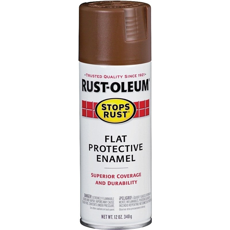 Rust-Oleum 214085 Rust Preventative Spray Paint, 12 oz Can, 6 to 10 sq-ft Coverage Area, Oil Base, Flat, Brown