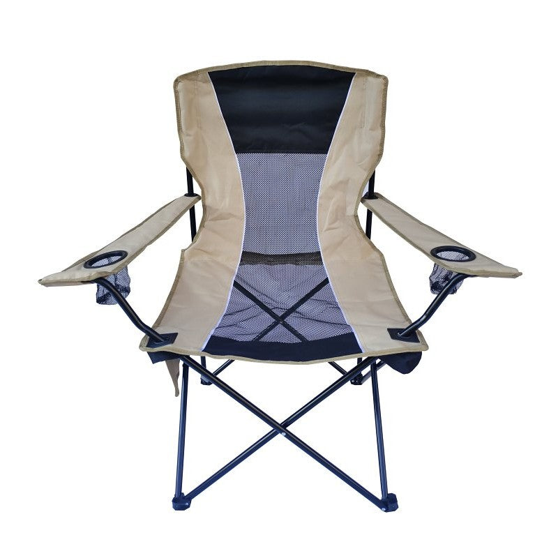Seasonal Trends FS587N Oversize Back Netting Folding Chair with Side Bag and Cup Holder, 22 in D, 250 lb Capacity