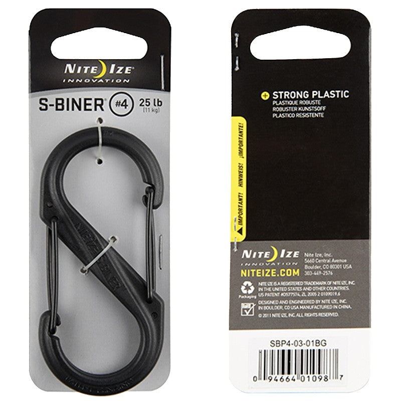Nite Ize S-Biner Series SBP4-03-01BG Dual Carabiner, #4 Dia Ring, Plastic