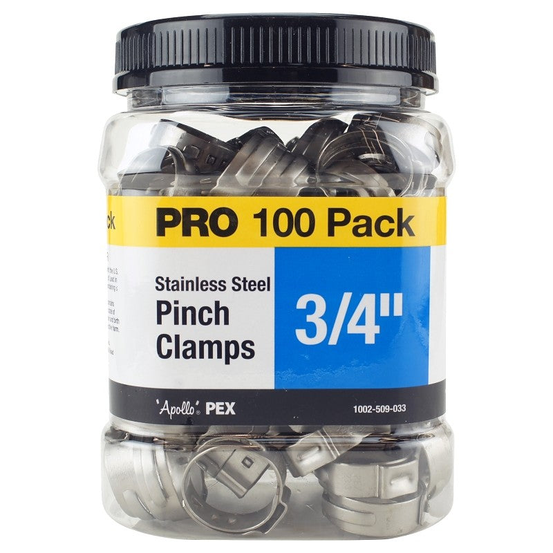 Apollo PXPC34100JR Pinch Clamp, 3/4 in, Stainless Steel, 100/PK