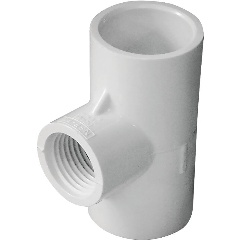 IPEX 435863 Pipe Tee, 3/4 x 1/2 in, Socket x Socket x FPT, PVC, White, SCH 40 Schedule, 150 psi Pressure