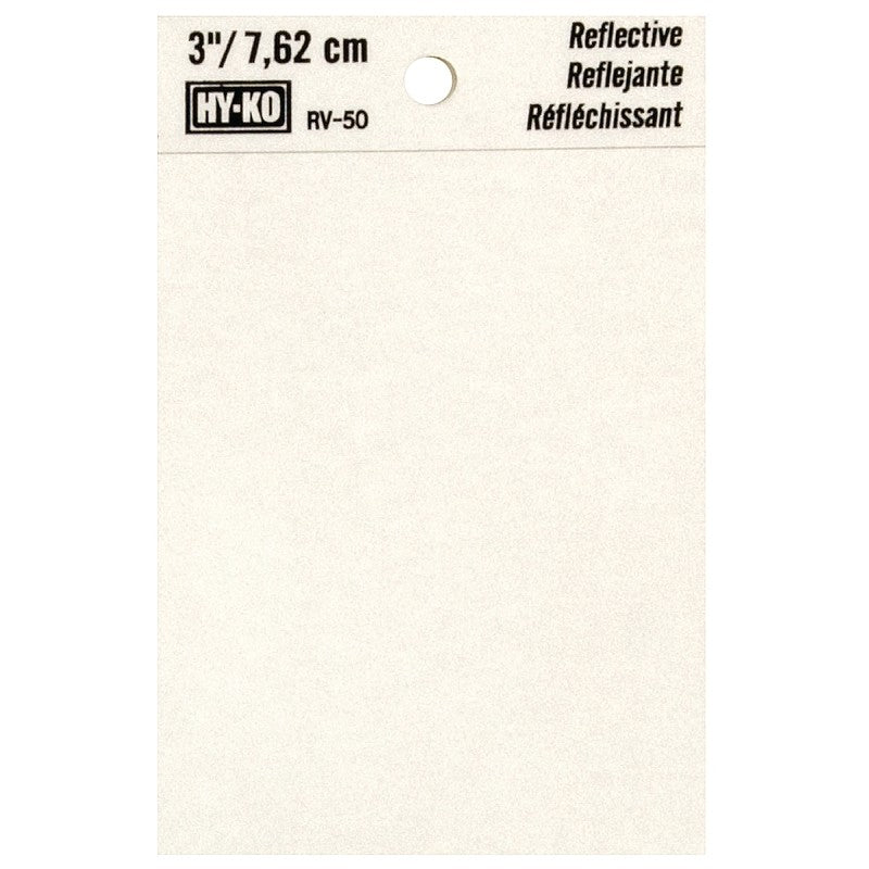 Hy-Ko RV-50/BLNK Reflective Sign, Character: Blank, 3 in H Character, Black Character, Silver Background, Vinyl (Pack of 10)