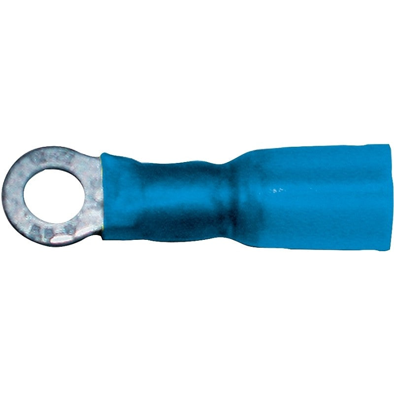 Calterm 65710 Ring Terminal, 16 to 14 AWG Wire, Copper Contact, Tin, Blue, 10/PK