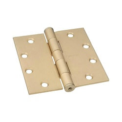 Commercial Door Hinges 4-1/2 Inch Square Corner Satin Brass 3 Pack