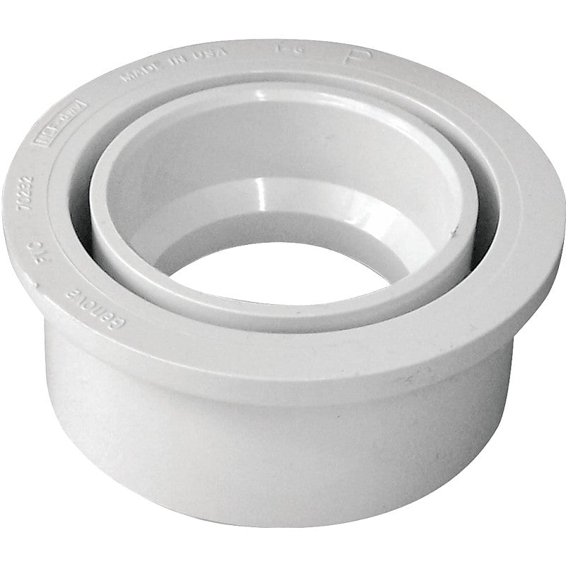 Canplas 192754 Reducing Pipe Bushing, 3 x 2 in, Spigot x Hub, PVC, White