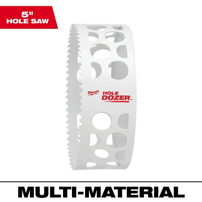 Milwaukee 49-56-9652 Hole Saw, 5 in Dia, 1-5/8 in D Cutting, 1/2-20 Arbor, 4, 5 TPI, Bi-Metal Cutting Edge