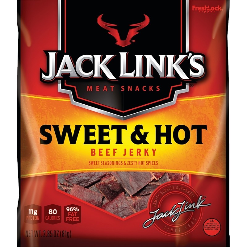Jack Link's 10000007616 Snack, Jerky, Sweet, Hot, 2.85 oz (Pack of 8)