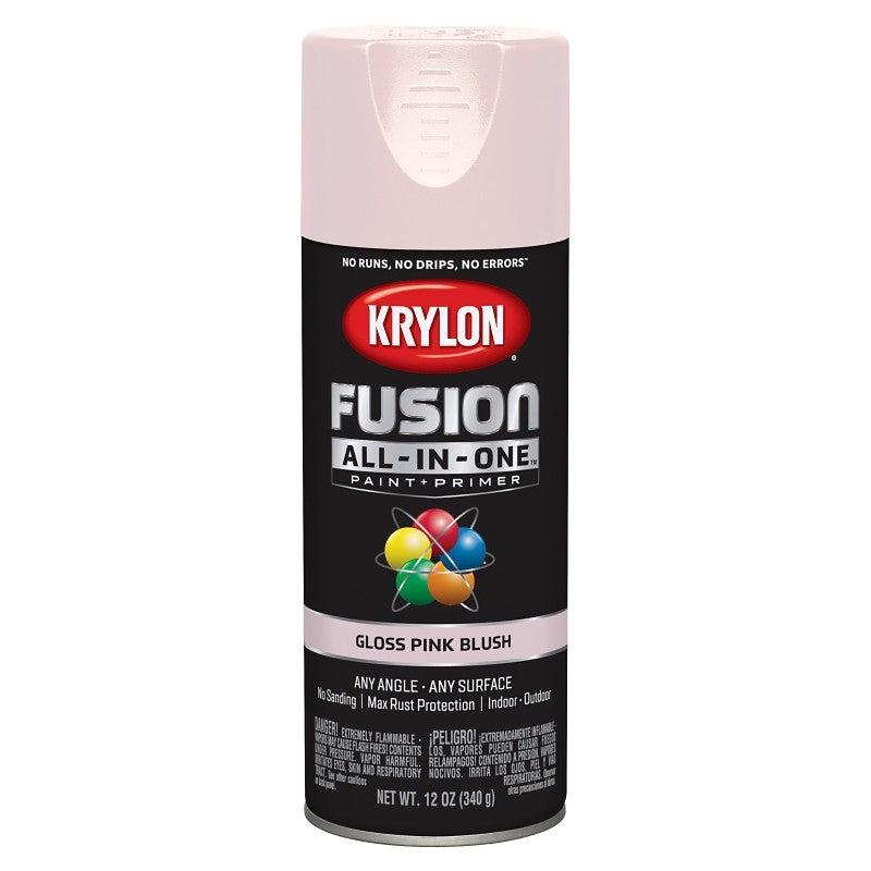 Krylon K02717007 Spray Paint, 12 oz Can, 25 sq-ft Coverage Area, Acrylic Base, Gloss, Pink Blush