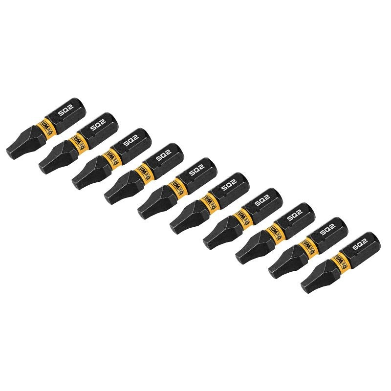 DEWALT FLEXTORQ DWAF1SQ2IR10 Impact Screwdriver Bit, #2 Drive, Square Drive, 1/4 in Shank, Hex Shank, 1 in L, Steel