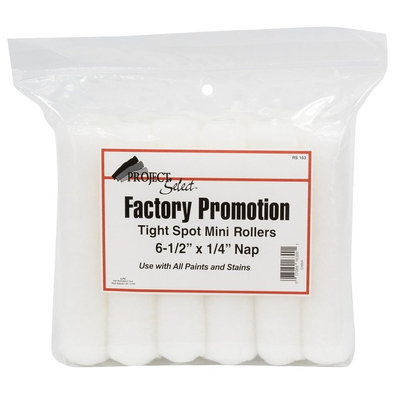 Linzer Project Select Series RS163 0650 Mini Roller Refill, 1/4 in Thick Nap, 6-1/2 in L