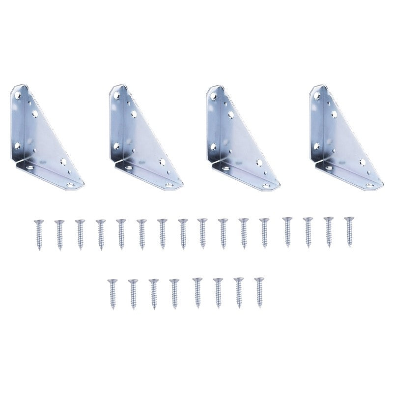 ProSource 22492ZCB-PS Corner Brace, 4 in L, 4 in W, 5/16 in H, Steel, Zinc-Plated, 2.5 mm Thick Material