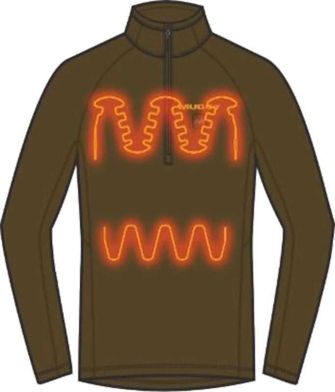Muddy Nucleus Series HT-QZ-CL-XL Heated Shirt, XL, Polyester/Spandex, Brown Clay, Mock Neck, Long Sleeve