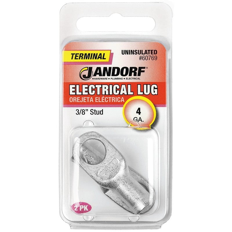 Jandorf 60769 Electrical Lug, 4 AWG Wire, 3/8 in Stud, Copper Contact