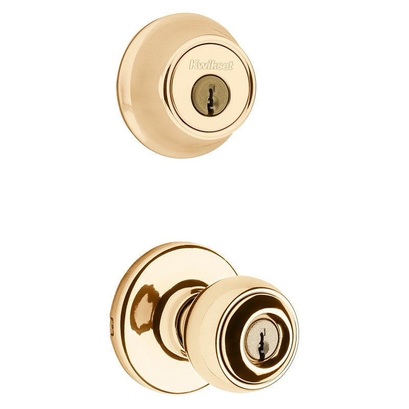 Kwikset 690P 3CP 6ALRCSK6 Combination Lockset, Left, Right, Knob Handle, Polo Design, Polished Brass